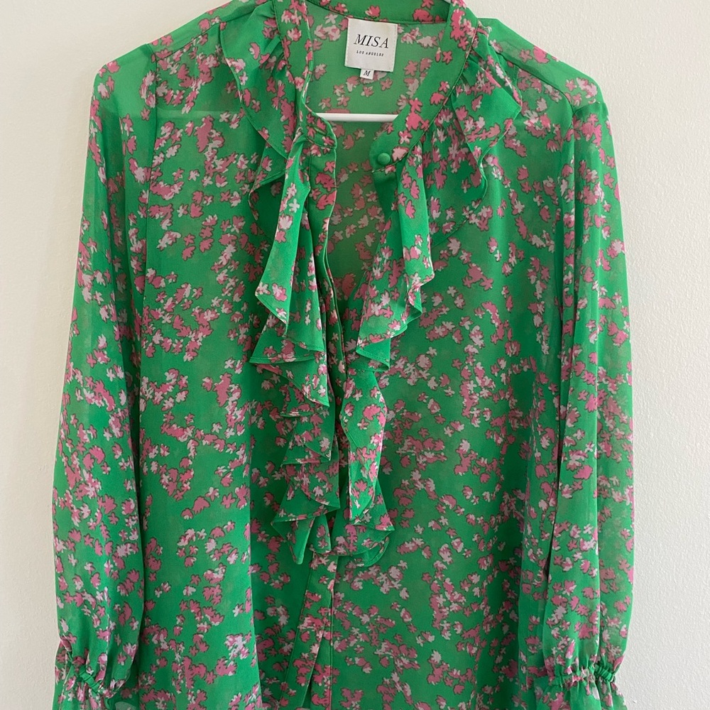 MISA Los Angeles Green Floral Women's Top